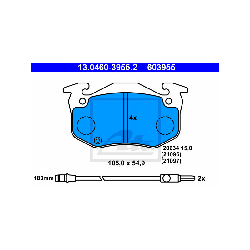 Jeu de quatre plaquettes de frein à disque ATE