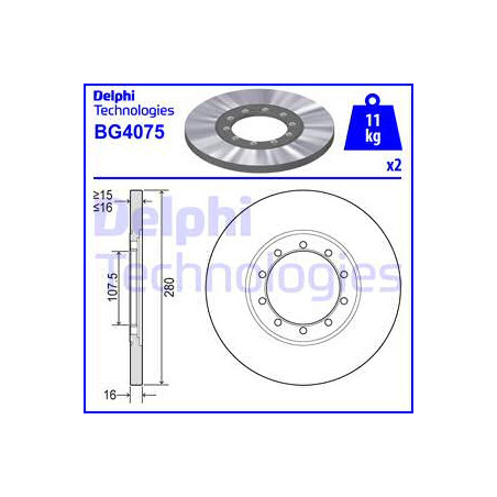 Jeu de 2 disques de frein DELPHI
