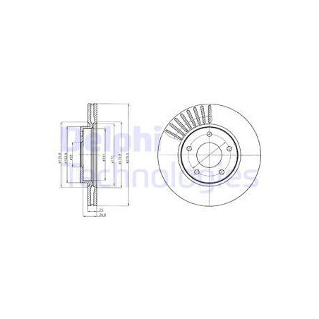 Jeu de 2 disques de frein DELPHI