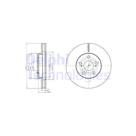 Jeu de 2 disques de frein DELPHI
