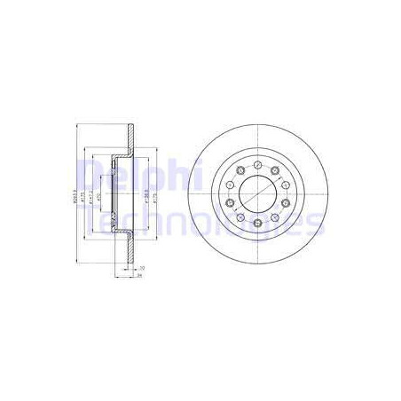 Jeu de 2 disques de frein DELPHI