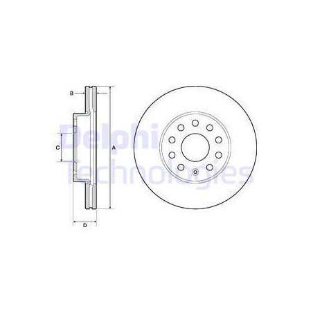 Jeu de 2 disques de frein DELPHI