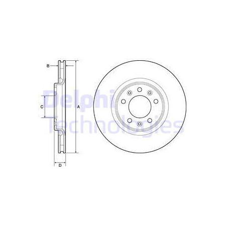 Jeu de 2 disques de frein DELPHI
