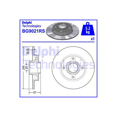 Jeu de 2 disques de frein DELPHI