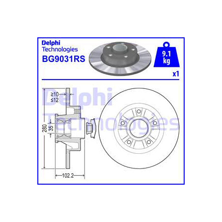 Jeu de 2 disques de frein DELPHI