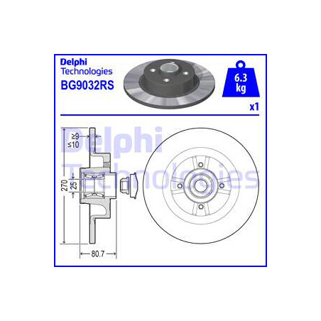 Jeu de 2 disques de frein DELPHI