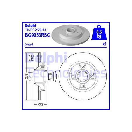 Jeu de 2 disques de frein DELPHI