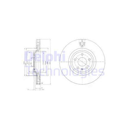 Jeu de 2 disques de frein DELPHI