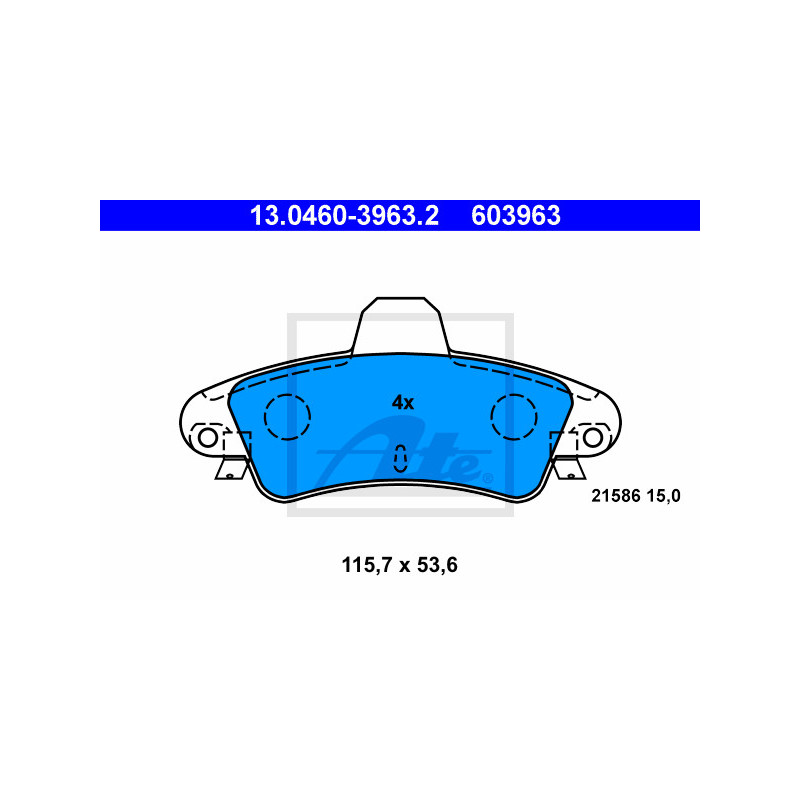 Jeu de quatre plaquettes de frein à disque ATE
