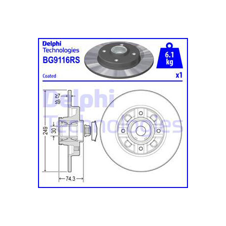 Jeu de 2 disques de frein DELPHI