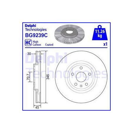 Jeu de 2 disques de frein DELPHI