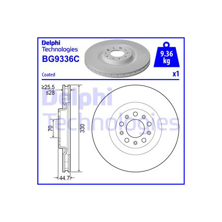 Jeu de 2 disques de frein DELPHI