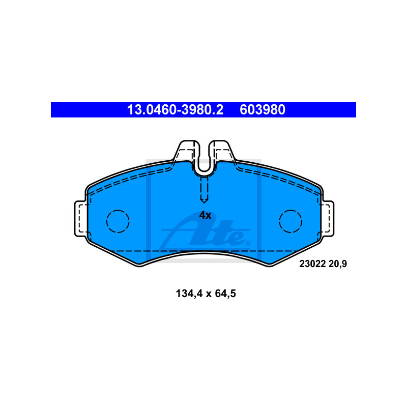Jeu de quatre plaquettes de frein à disque ATE