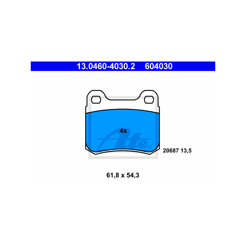 Jeu de quatre plaquettes de frein à disque ATE