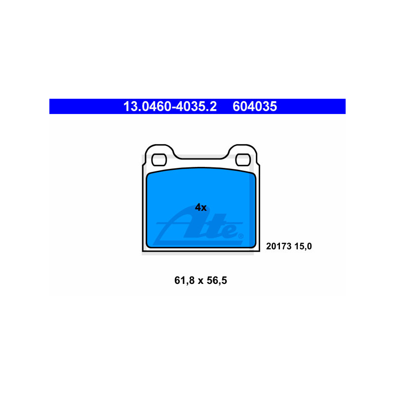 Jeu de quatre plaquettes de frein à disque ATE