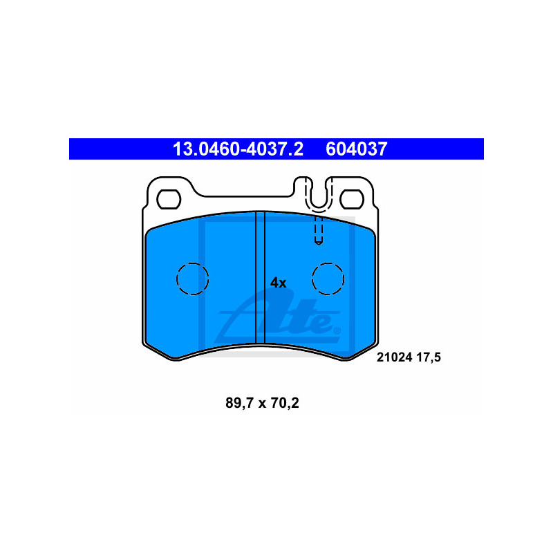 Jeu de quatre plaquettes de frein à disque ATE