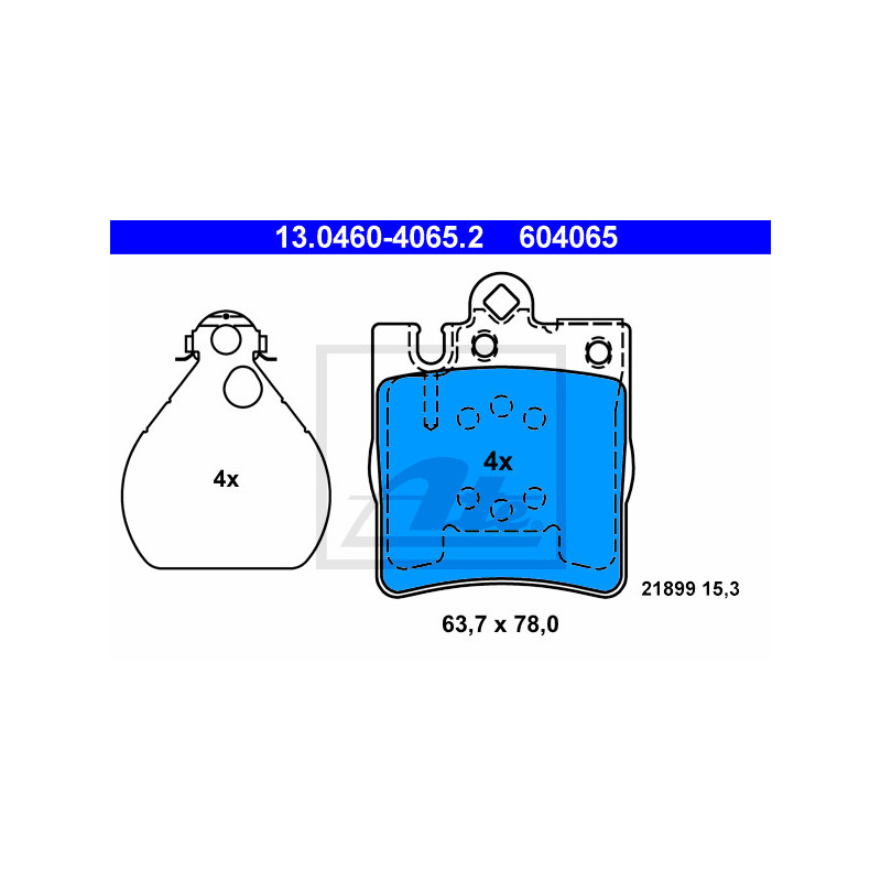 Jeu de quatre plaquettes de frein à disque ATE