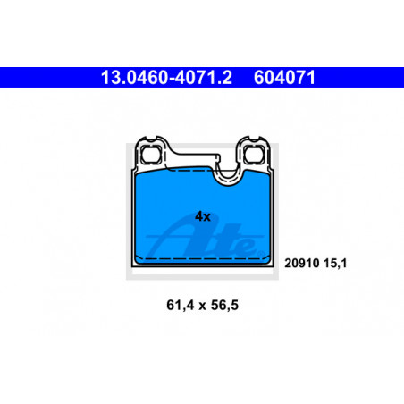 Jeu de quatre plaquettes de frein à disque ATE