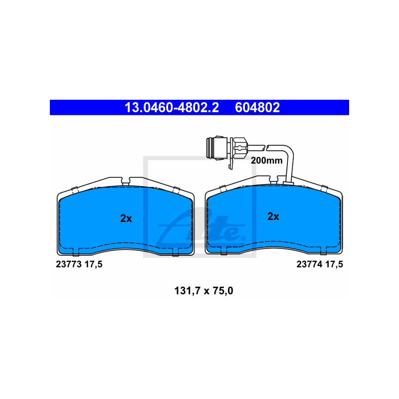 Jeu de quatre plaquettes de frein à disque ATE