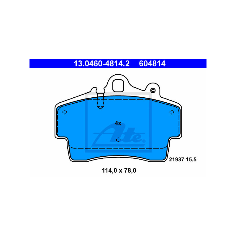 Jeu de quatre plaquettes de frein à disque ATE