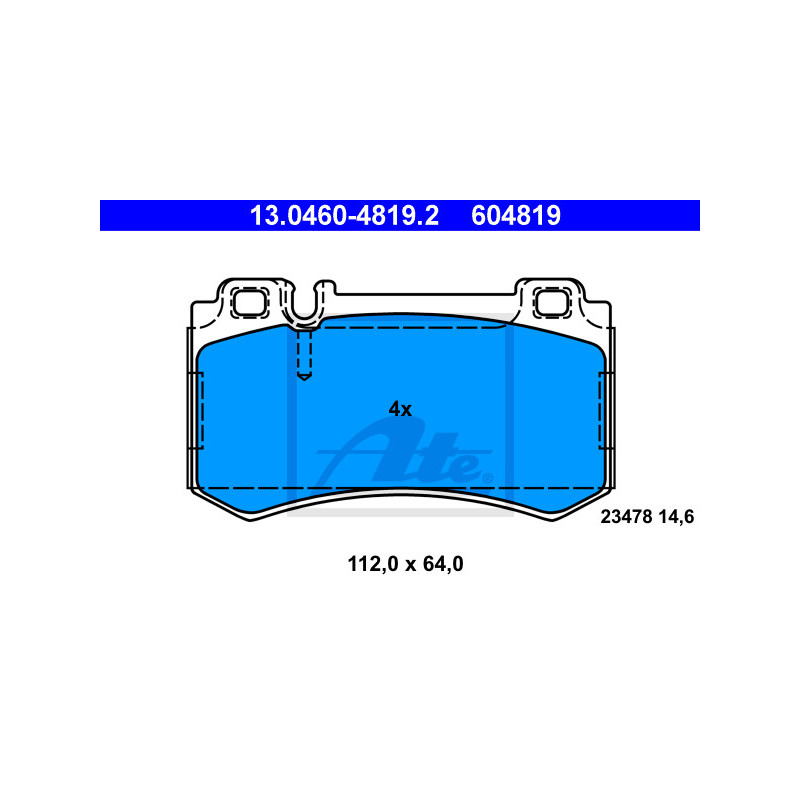 Jeu de quatre plaquettes de frein à disque ATE