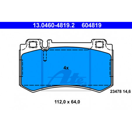 Jeu de quatre plaquettes de frein à disque ATE