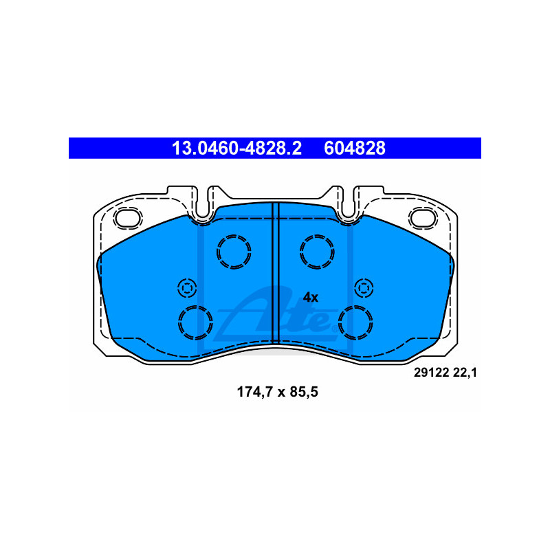 Jeu de quatre plaquettes de frein à disque ATE