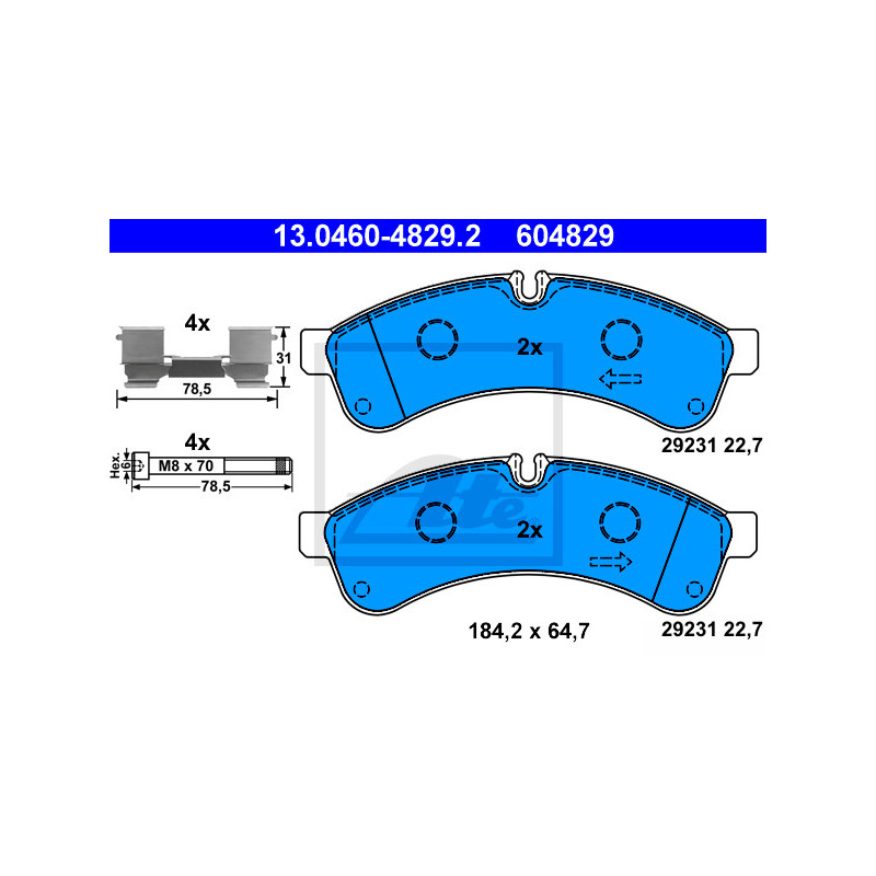 Jeu de quatre plaquettes de frein à disque ATE