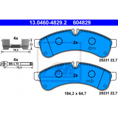 Jeu de quatre plaquettes de frein à disque ATE