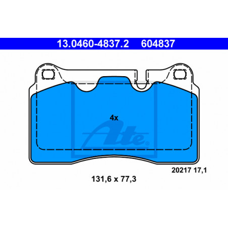 Jeu de quatre plaquettes de frein à disque ATE
