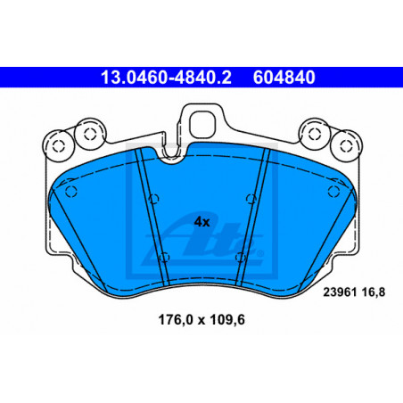 Jeu de quatre plaquettes de frein à disque ATE