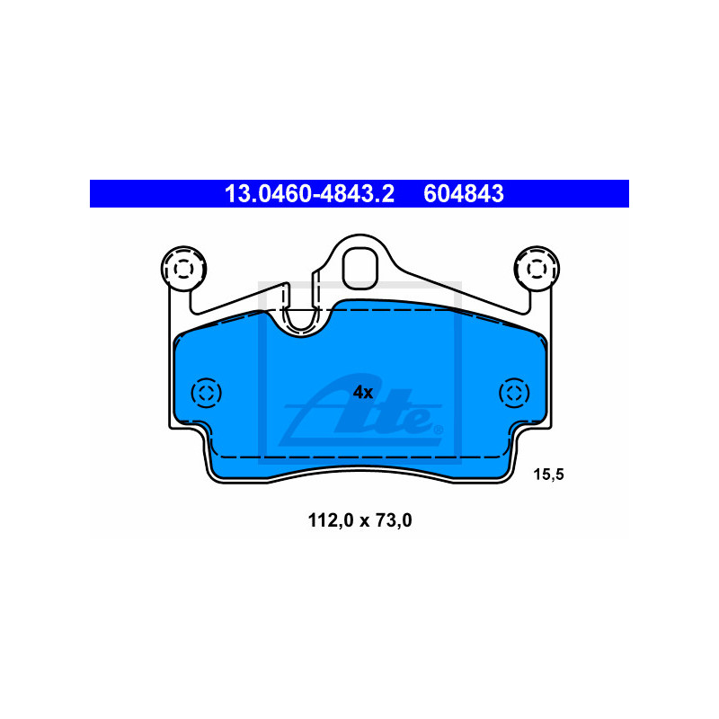 Jeu de quatre plaquettes de frein à disque ATE