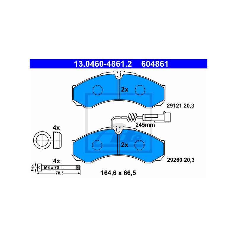 Jeu de quatre plaquettes de frein à disque ATE