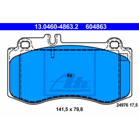 Jeu de quatre plaquettes de frein à disque ATE