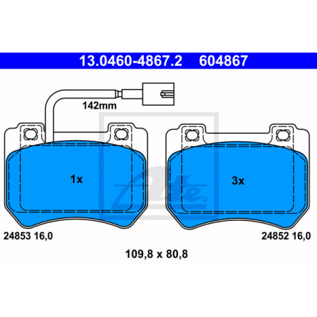 Jeu de quatre plaquettes de frein à disque ATE