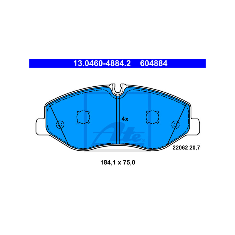 Jeu de quatre plaquettes de frein à disque ATE