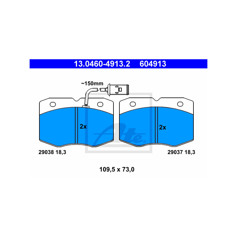 Jeu de quatre plaquettes de frein à disque ATE