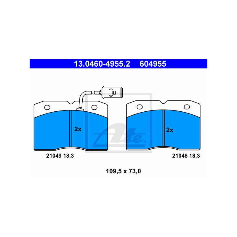 Jeu de quatre plaquettes de frein à disque ATE