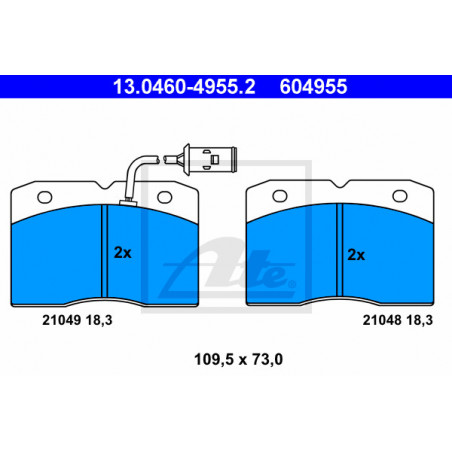 Jeu de quatre plaquettes de frein à disque ATE