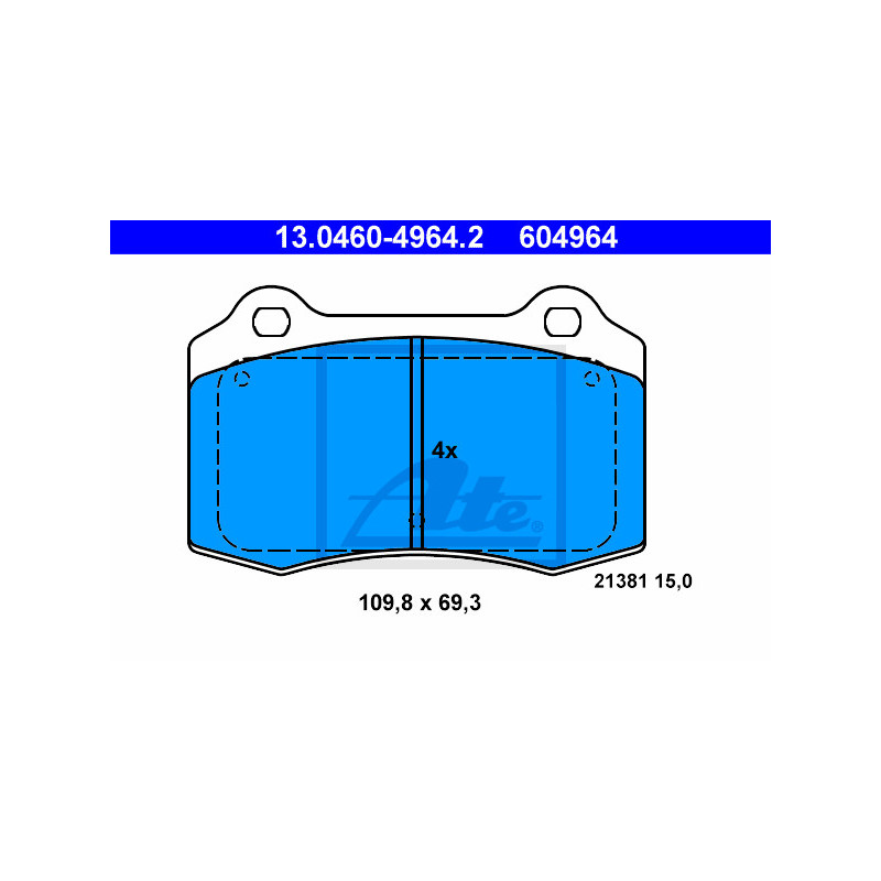 Jeu de quatre plaquettes de frein à disque ATE