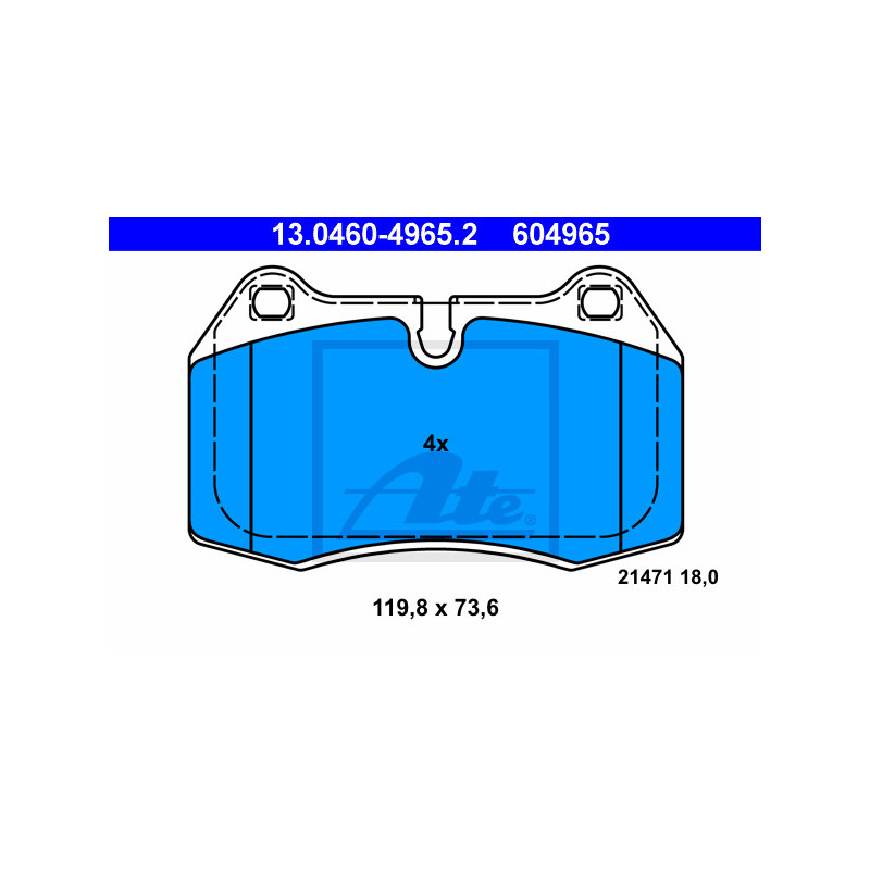 Jeu de quatre plaquettes de frein à disque ATE