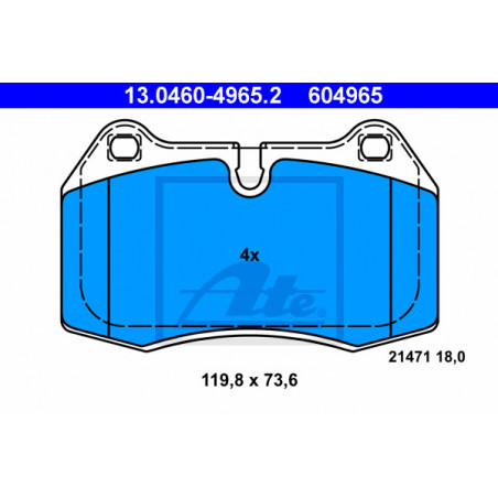 Jeu de quatre plaquettes de frein à disque ATE