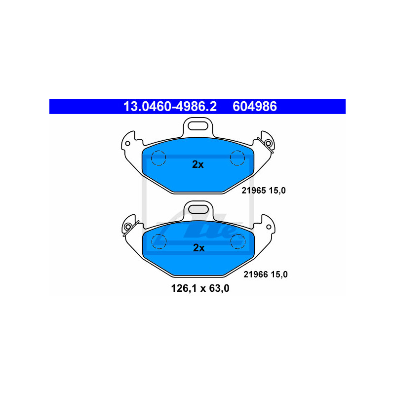 Jeu de quatre plaquettes de frein à disque ATE