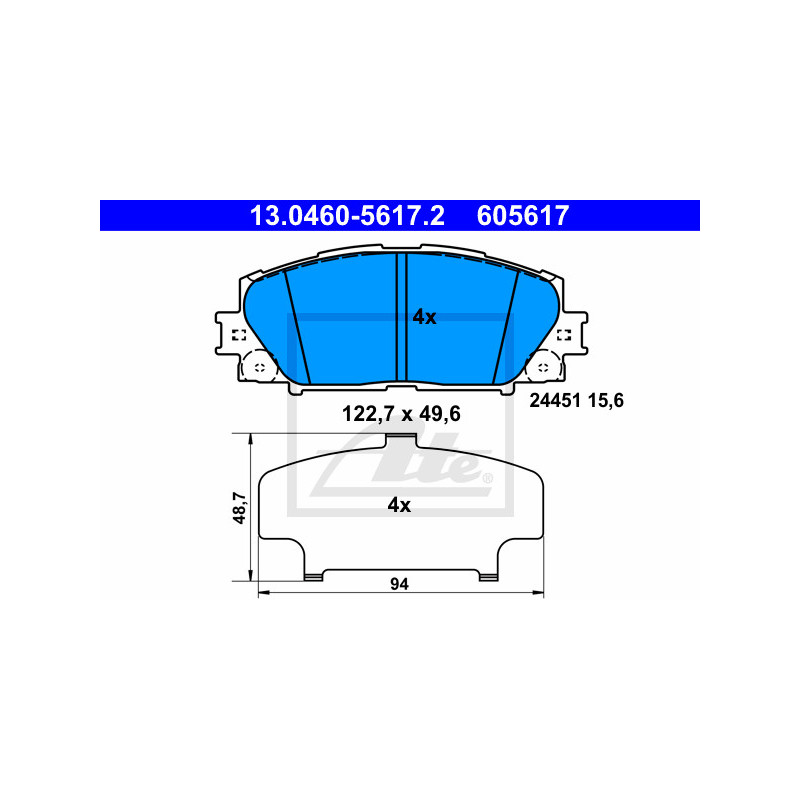 Jeu de quatre plaquettes de frein à disque ATE