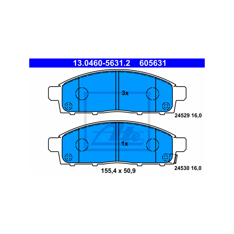 Jeu de quatre plaquettes de frein à disque ATE
