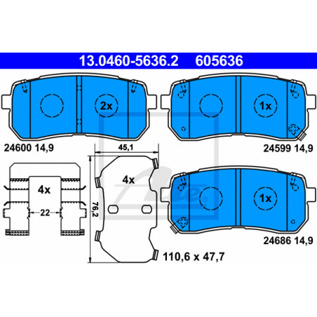 Jeu de quatre plaquettes de...