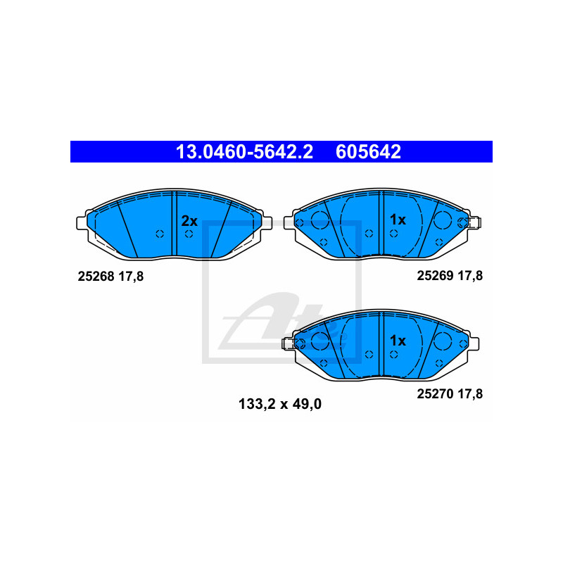 Jeu de quatre plaquettes de frein à disque ATE