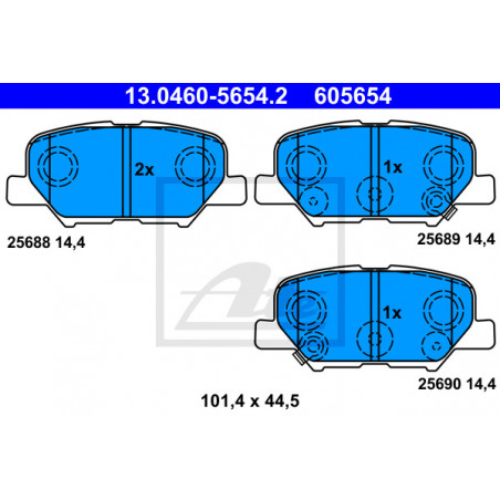 Jeu de quatre plaquettes de frein à disque ATE