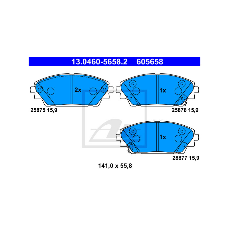 Jeu de quatre plaquettes de frein à disque ATE