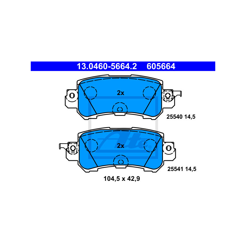 Jeu de quatre plaquettes de frein à disque ATE